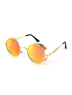 Retro Steampunk Polarized Sunglasses Round Metal Frame Gothic Shades Design Men Women B2820