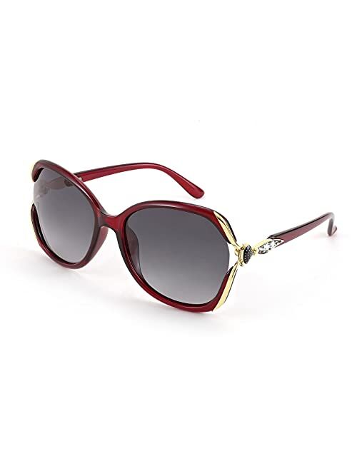 FEISEDY Sunglasses for Women Crystal Polarized Trendy Oversized Sunglasses Street Style B2770