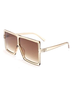 Women Square Oversized Sunglasses Flat Top Fashion Big Stylish Large Frame UV400 B2539