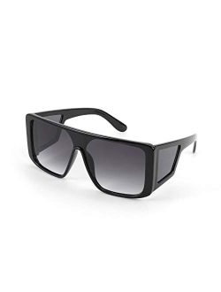 Wrap Around Sunglasses for Men Women Shield Futuristic Rectangula Flat Top One Piece Shades B9037