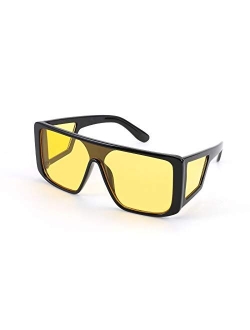 Wrap Around Sunglasses for Men Women Shield Futuristic Rectangula Flat Top One Piece Shades B9037