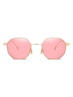 Hipster Small Polygon Women Men Sunglasses Delicate Metal Frame B2254