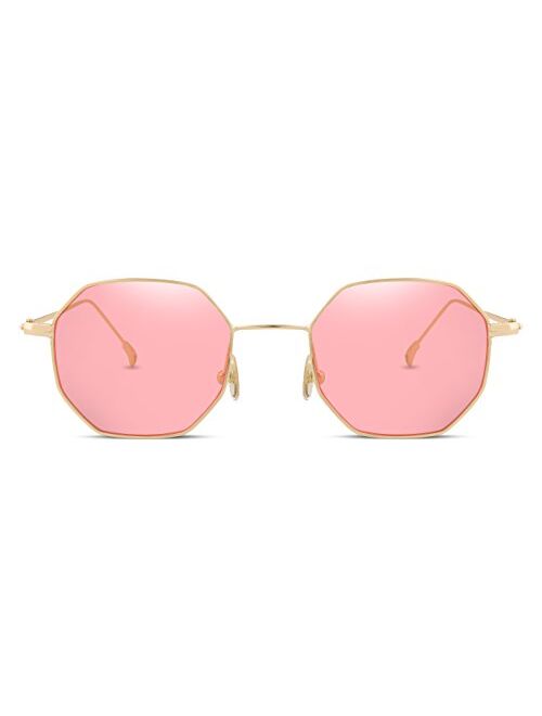 FEISEDY Hipster Small Polygon Women Men Sunglasses Delicate Metal Frame B2254