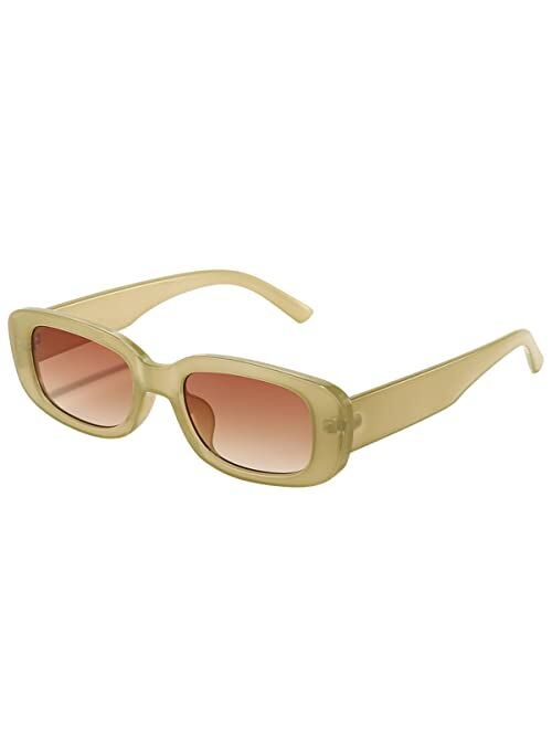 Dollger Rectangle Sunglasses for Women Men Trendy Retro Fashion Sunglasses UV 400 Protection Square Fram