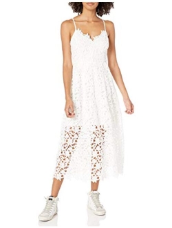 Women's Sleeveless Lace Fit & Flare Midi Dress