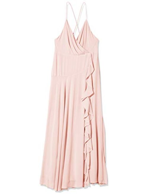 ASTR the label Women's Sleeveless Surplice V-Neck Holland Ruffled Full Length Bridesmaid Dress