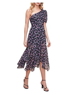 Santorini Floral One Shoulder Midi Dress