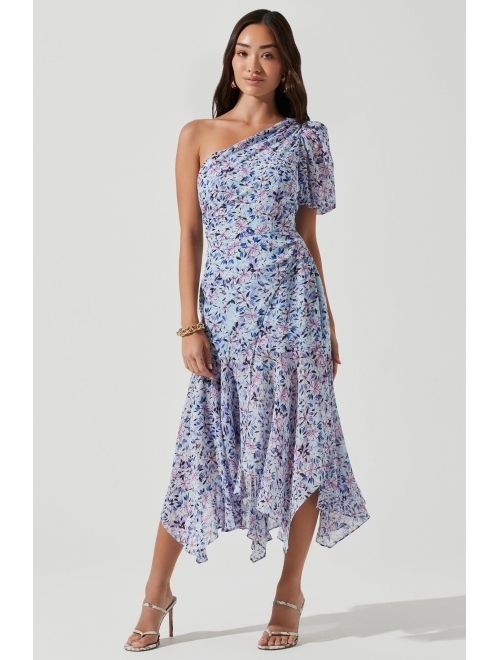 Buy Astr The Label Santorini Floral One Shoulder Midi Dress Online Topofstyle