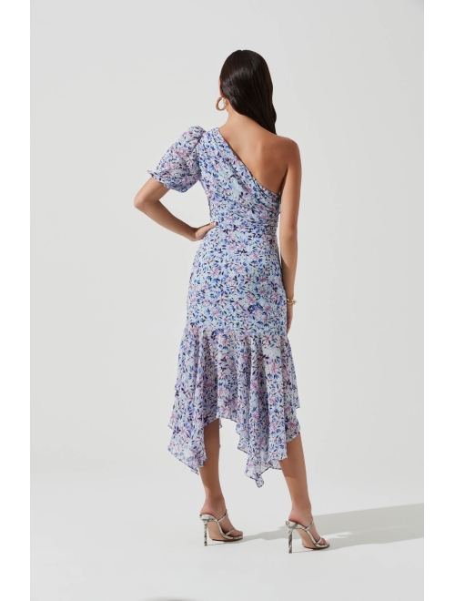 ASTR the label Santorini Floral One Shoulder Midi Dress