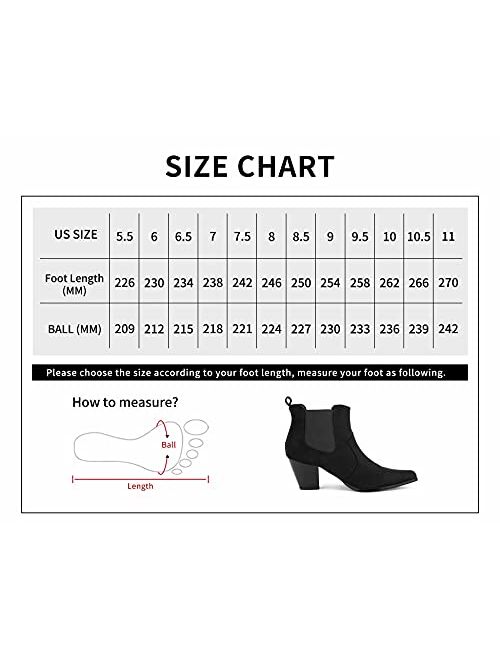 MaxMuxun Women's Chelsea Ankle Boots Pointed Toe Fall Winter Western Boots Low Heel Booties for Women