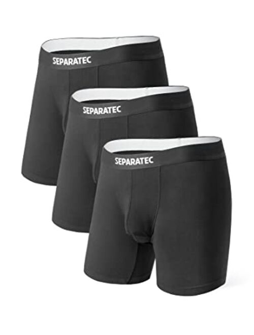 Separatec Men's Dual Pouch Underwear Breathable Soft Bamboo Rayon Printing Boxer Briefs 3 Pack