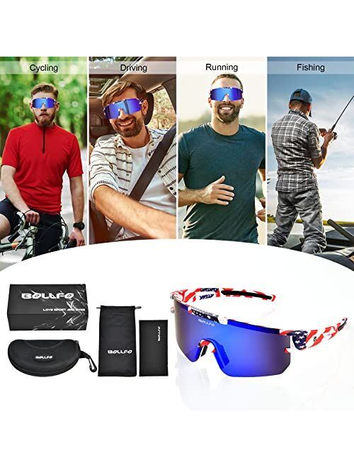 BOLLFO Polarized Sports Sunglasses,UV400 Protection Outdoor Glasses for Men Women Youth Baseball Cycling Running Driving Golf