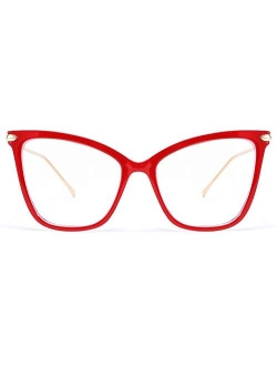 Oversized Cat Eye Glasses Frame Blue Light Blocking Eyewear for Women B2589