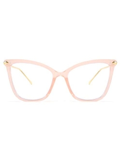 Oversized Cat Eye Glasses Frame Blue Light Blocking Eyewear for Women B2589