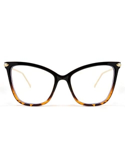 Oversized Cat Eye Glasses Frame Blue Light Blocking Eyewear for Women B2589