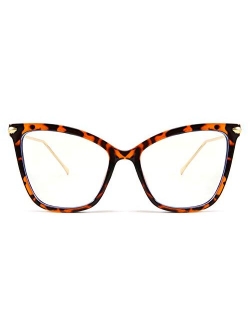 Oversized Cat Eye Glasses Frame Blue Light Blocking Eyewear for Women B2589