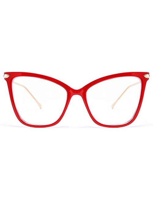 FEISEDY Oversized Cat Eye Glasses Frame Blue Light Blocking Eyewear for Women B2589