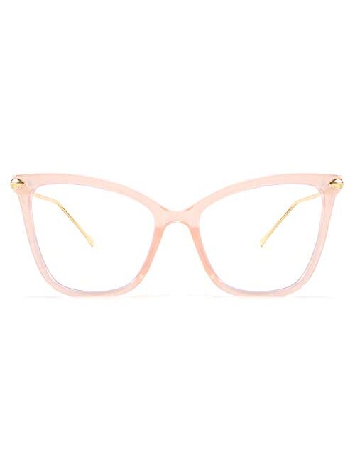 FEISEDY Oversized Cat Eye Glasses Frame Blue Light Blocking Eyewear for Women B2589