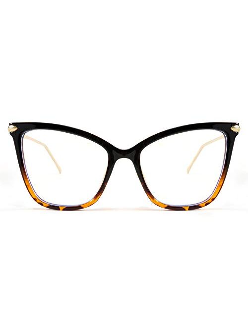 FEISEDY Oversized Cat Eye Glasses Frame Blue Light Blocking Eyewear for Women B2589