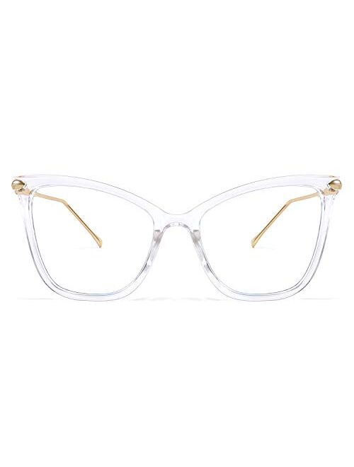 FEISEDY Oversized Cat Eye Glasses Frame Blue Light Blocking Eyewear for Women B2589