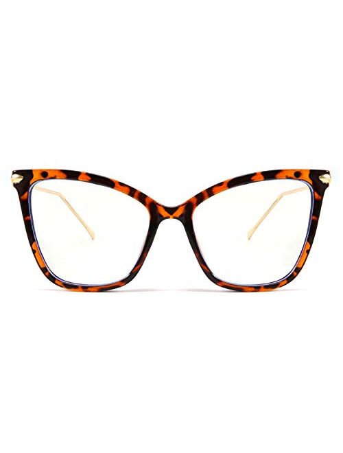 FEISEDY Oversized Cat Eye Glasses Frame Blue Light Blocking Eyewear for Women B2589