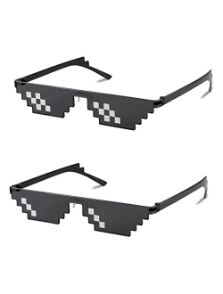 2PACK Thug Life Sunglasses Funny Pixelated Mosaic Gamer Glasses Party Disco Cool B2876-F2