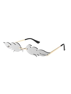 Fire Flame Sunglasses for Women Mirror Rimless Fire Shaped Novelty Sunglasses B2839