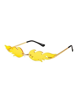 Fire Flame Sunglasses for Women Mirror Rimless Fire Shaped Novelty Sunglasses B2839