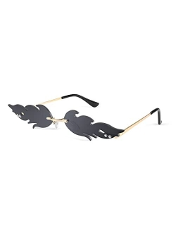 Fire Flame Sunglasses for Women Mirror Rimless Fire Shaped Novelty Sunglasses B2839