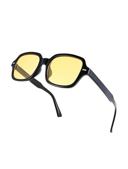 Retro 90s Rectangle Sunglasses Oval Yellow Sunglasses Trendy Irregular Square Sun Glasses for Women Men B2790