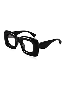 Cute Inflated Square Sunglasses for Women Men Trendy Oversized Thick Frame Funny Aesthetic Shades B9097