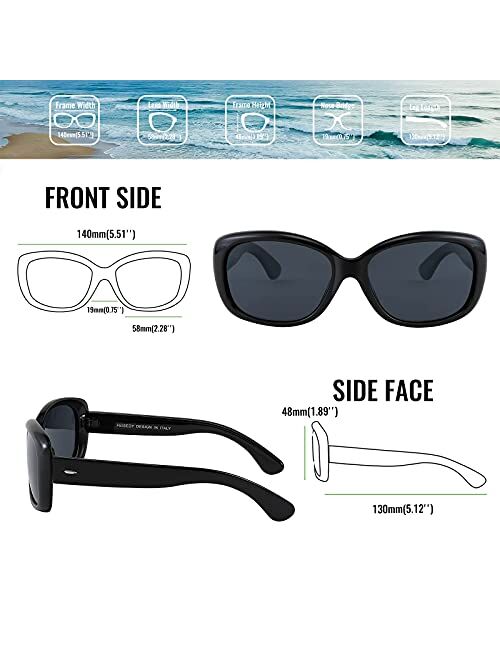 FEISEDY Vintage Square Polarized Sunglasses for Women Men Havana Thick Wrap Around Sun Glasses UV400 B2703