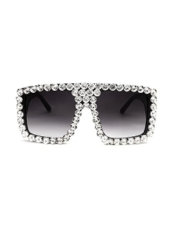 Square Diamond Sunglasses for Women Retro Fashion Shiny Rhinestone Sun Glasses B2916