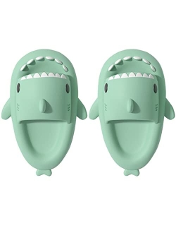 ALEENLA Women's shark slides pillow slippers men summer house cloud sandals adult indoor and outdoor bedroom cute animal open toe spa shower slippers