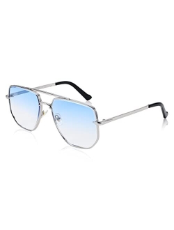 Men Women Retro Oversized Square Pilot Sunglasses Metal Temple Vintage Pilot 70s Sun Glasses B2935