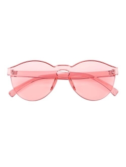 Stylish Round Transparent Lens Rimless Frame Sunglasses B1895