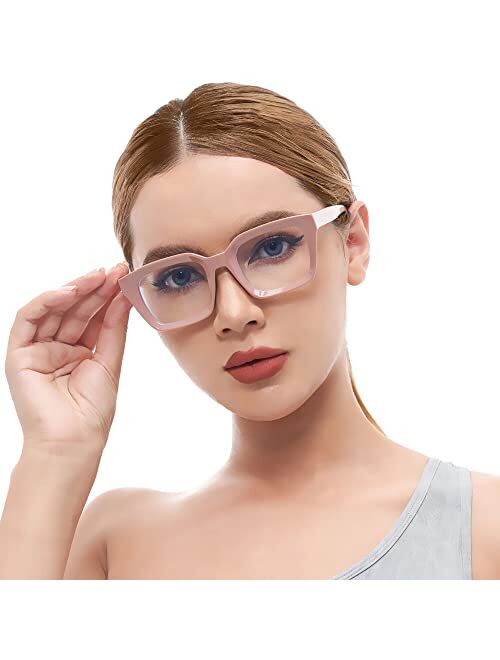 Rmerom Blue Light Glasses for Women Men Fashion Classic Square Eyewear Thick Non Prescription Glasses Frame