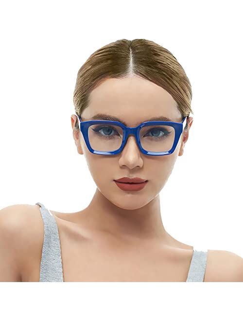 Rmerom Blue Light Glasses for Women Men Fashion Classic Square Eyewear Thick Non Prescription Glasses Frame