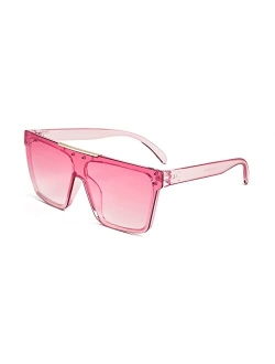 Flat Top Shield Sunglasses for Women Men Square Rimless One Piece Shades UV400 B2910