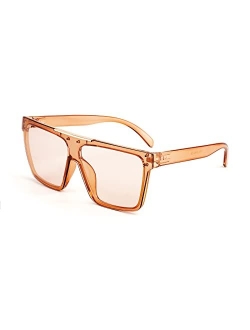 Flat Top Shield Sunglasses for Women Men Square Rimless One Piece Shades UV400 B2910