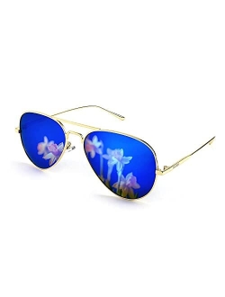 Polarized Aviator Sunglasses for Men Women Mirrored Lenses Metal Classic B2610