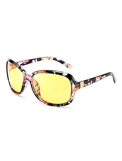 Classic Womens Night Glasses Driving Anti Glare Wrap Around Yellow Sunglasses B2548