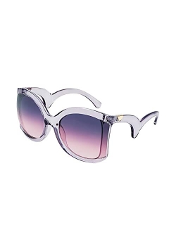 Oversized Square Butterfly Sunglasses Curved Curly Arm Frame Women's Fashion Shades B4035