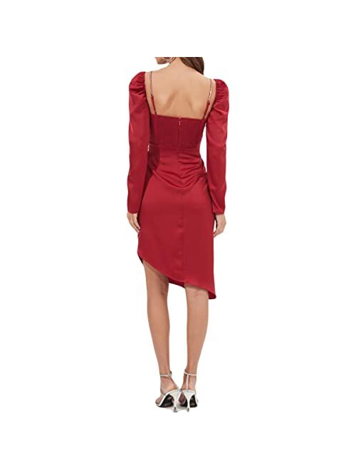 ASTR the label Claudina Women's Asymmetric Embellished Long Sleeve Midi Dress