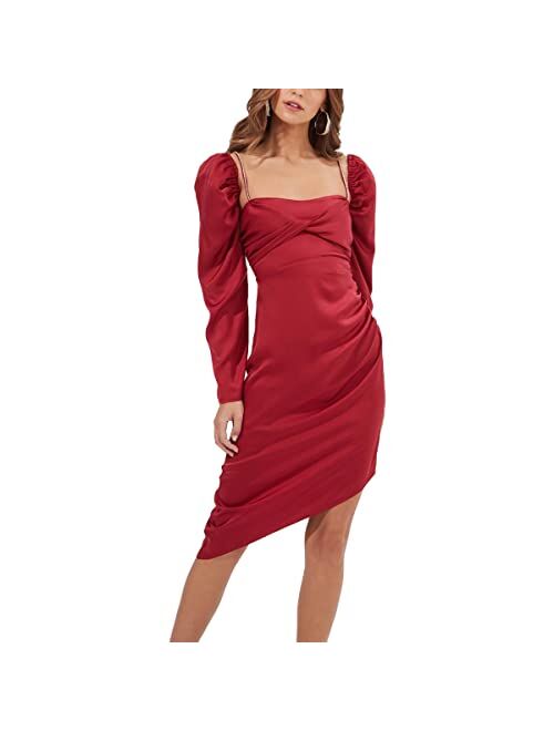 ASTR the label Claudina Women's Asymmetric Embellished Long Sleeve Midi Dress