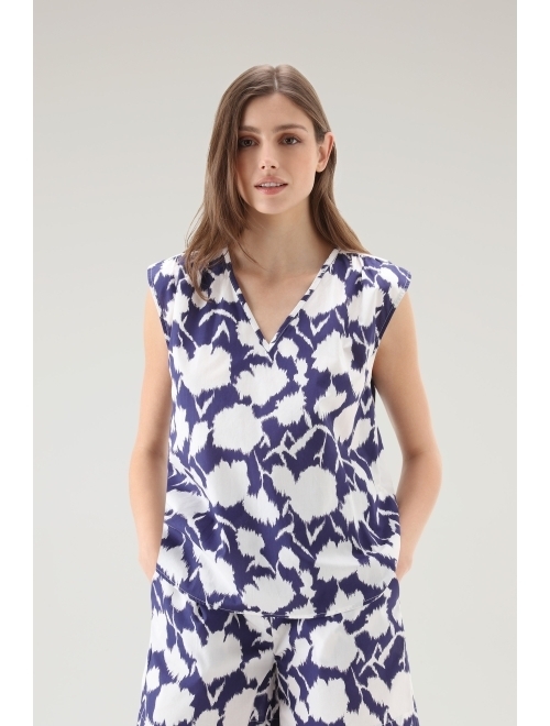 Woolrich graphic print V-neck blouse