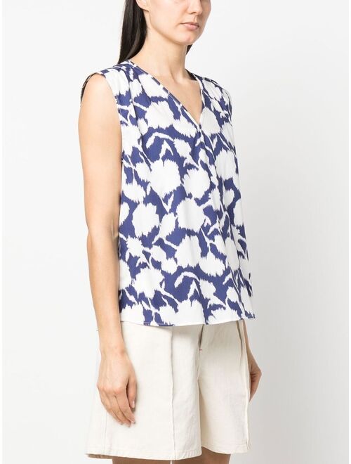 Woolrich graphic print V-neck blouse