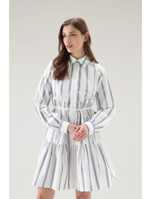 Woolrich tie-waist long-sleeve minidress