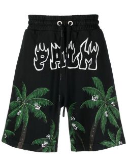 palm-print sweatshorts