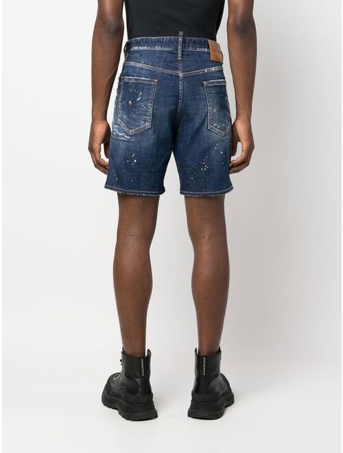 Dsquared2 logo-print distressed denim shorts